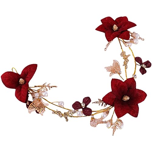 LALAFINA Roter Blumenkranz Haarband Kopfschmuck für Frauen Kopfschmuck Braut Accessoire von LALAFINA