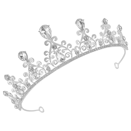 LALAFINA Hochzeits-Diademe Und Kronen Silberne Kristall-Tiara-Krone Strass-Brautkrone Tiara-Kopfschmuck Königin-Krone Für Frauen Und Mädchen Brautschmuck von LALAFINA