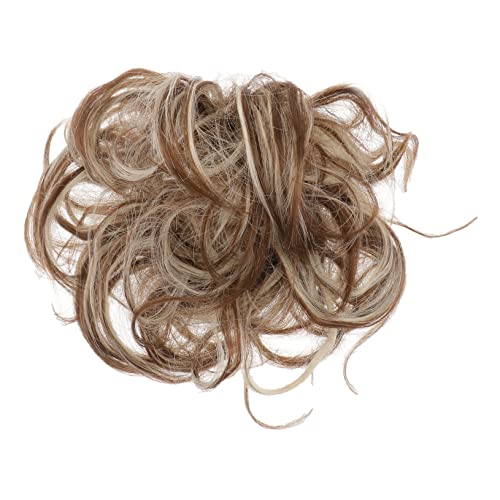 LALAFINA Perücken Mit Flaxen Highlight Perücke Mädchen Zerzaust Haargummi Clip Festlich Instant Wave Scrunchie Brötchen Damen Wellig Gefälschte Haargummis Band Damen Hochsteckfrisur Tragen von LALAFINA