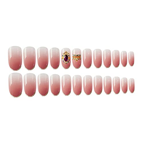LALAFINA Nails Sticker Diamond For Length False Jewels Decal Medium Artificial Wedding Cover Cosplay Crystals Art Strasssteine ​​Mit Fake-Accessoires Elegant Women Gems Salon Pink von LALAFINA