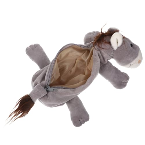 LALAFINA Plüsch Federmäppchen Cartoon Tierkopf Großer Stiftebeutel mit Reißverschluss Weiches Großes Kuscheltier Mäppchen für Stifte Kosmetik und Schulbedarf Leicht Tragbar Robust und von LALAFINA