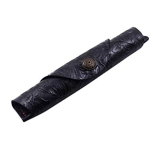 LALAFINA Retro Vintage Leder Stiftetui Handgemachte Rolltasche für Füllfederhalter und Kugelschreiber Schwarz Echtes Leder Eleganter Stifthalter für Büro und Studium von LALAFINA