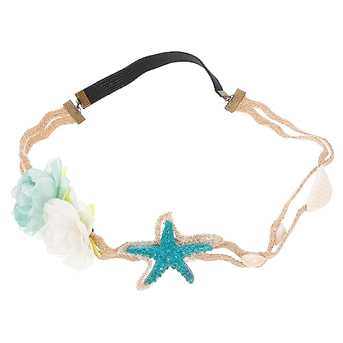 LALAFINA Elastischer Kopfschmuck Meerjungfrau Stirnband Damen Hochzeit Kopfschmuck Party-haarschmuck Blumen-stretch-stirnbänder Kopfschmuck Aus Muschel Stirnband Braut Mädchen Reisen Schal von LALAFINA