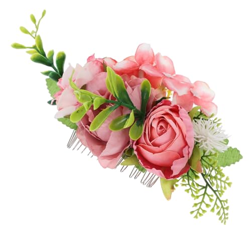 LALAFINA Blumen-haarschmuck Dekorative Haarkämme Für Damen Seitenhaarkämme Für Frauen Blumen Für Haare Hochzeit Haarspange Seitenkamm Für Hochzeitshaare Strandresort Rosen Haarnadel von LALAFINA