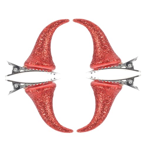 LALAFINA 4stücke Teufelshorn Haarspange Teiliges Halloween Kostüm Zubehör Glitzernde Haarklammern Für Cosplay Und Partys Passend Für Damen Und Erwachsene von LALAFINA