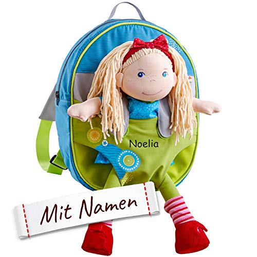 LALALO Haba Kinder Rucksack mit Namen bestickt, Puppenrucksack Kindergarten Sommerwiese, 305975 von LALALO