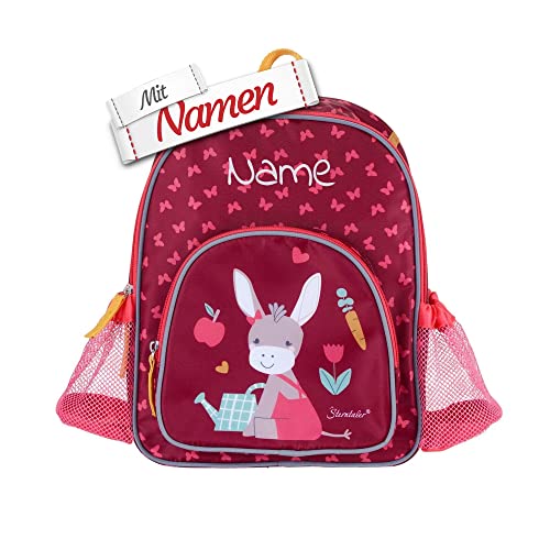 LALALO Kindergartenrucksack mit Namen personalisiert, Sterntaler Kinderrucksack, Kinder Rucksack für Kindergarten Kita, Kleinkind Tasche, Kindergartentasche (Esel Emmily) von LALALO