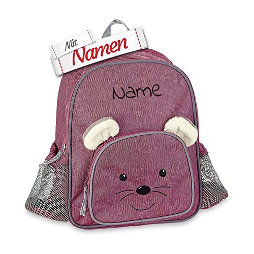 LALALO Kindergartenrucksack mit Namen personalisiert, Sterntaler Kinderrucksack, Kinder Rucksack für Kindergarten Kita, Kleinkind Tasche, Kindergartentasche (Maus Mabel) von LALALO