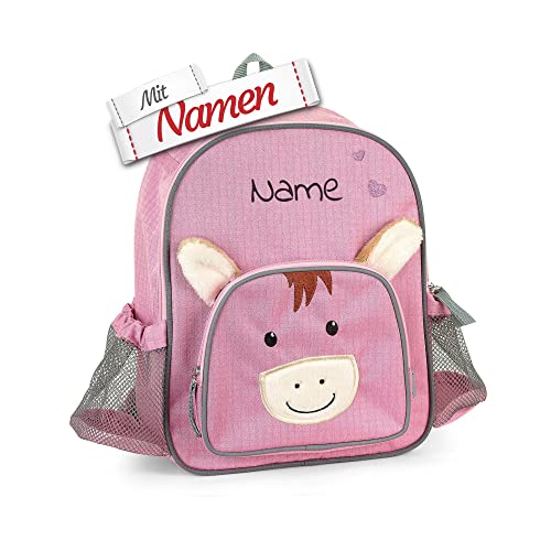 LALALO Kindergartenrucksack mit Namen personalisiert, Sterntaler Kinderrucksack, Kinder Rucksack für Kindergarten Kita, Kleinkind Tasche, Kindergartentasche (Pony Pauline) von LALALO