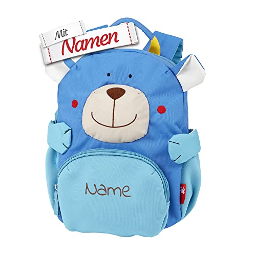 LALALO Sigikid Kindergartenrucksack mit Namen personalisiert (bestickt), Kinderrucksack, Kinder Rucksack für Kindergarten Kita, Kleinkind Tasche, Kindergartentasche (Bär) von LALALO