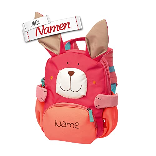 LALALO Sigikid Kindergartenrucksack mit Namen personalisiert (bestickt), Kinderrucksack, Kinder Rucksack für Kindergarten Kita, Kleinkind Tasche, Kindergartentasche (Hase) von LALALO