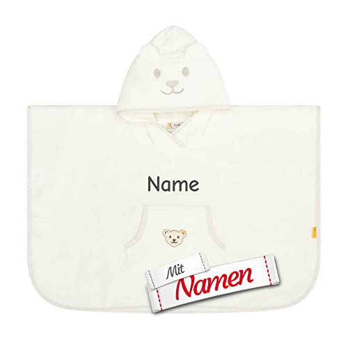 LALALO Steiff Poncho mit Namen personalisiert/bestickt, Baby Kinder Badetuch, Kapuzenbadetuch, Handtuch mit Kapuze von LALALO