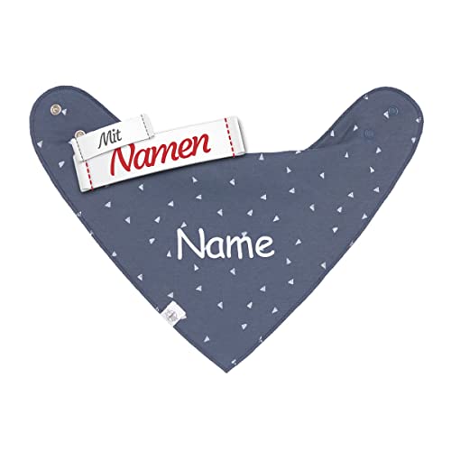 Lässig Baby Halstuch mit Namen personalisiert (bestickt), Bio-Baumwolle Dreieckstuch/Nickytuch für Mädchen und Junge als Geschenk zur Geburt, Erstausstattung, Taufe, Nikolaus (Triangle blue) von LALALO