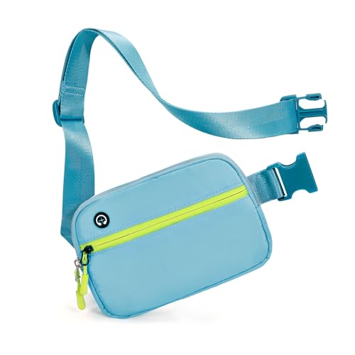 LALATCH Gürteltasche für Damen und Herren, kleine Crossbody Bauchtasche überall Mini Gürteltaschen Hüfttasche mit verlängertem Gurt, A/Blau, Small, modisch von LALATCH