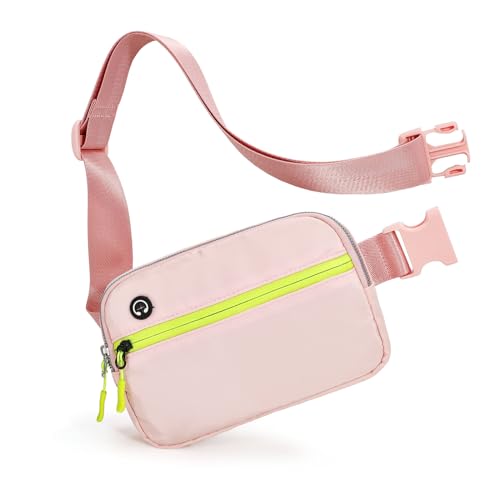 LALATCH Gürteltasche für Damen und Herren, kleine Crossbody Bauchtasche überall Mini Gürteltaschen Hüfttasche mit verlängertem Gurt, A/Pink, Small, modisch von LALATCH