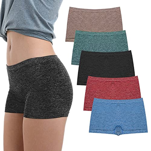 LALESTE Damen Boyshort Baumwoll Unterwäsche Full Coverage Seamless Panties Soft Stretch Boxer Briefs 5 Packs - Small von LALESTE