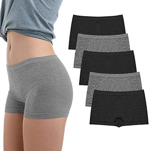 LALESTE Damen Boyshort Unterwäsche Full Coverage Seamless Panties Soft Stretch Boxer Briefs 5 Packs - - Medium von LALESTE