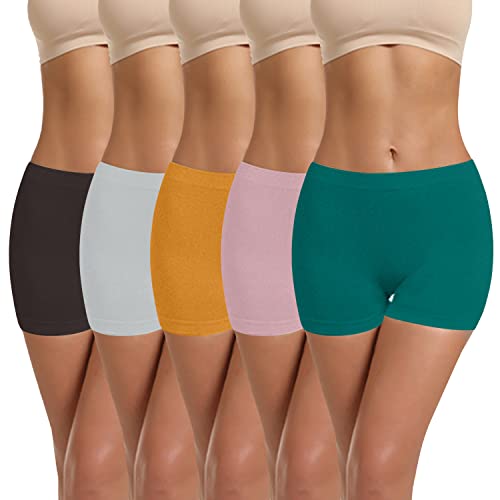 LALESTE Damen Baumwolle Boxershorts 7,6 cm Schrittlänge Anti-Scheuern Unterwäsche Jungen Shorts Höschen 5 Stück, Mehrfarbig, 5 Stück, XXL von LALESTE