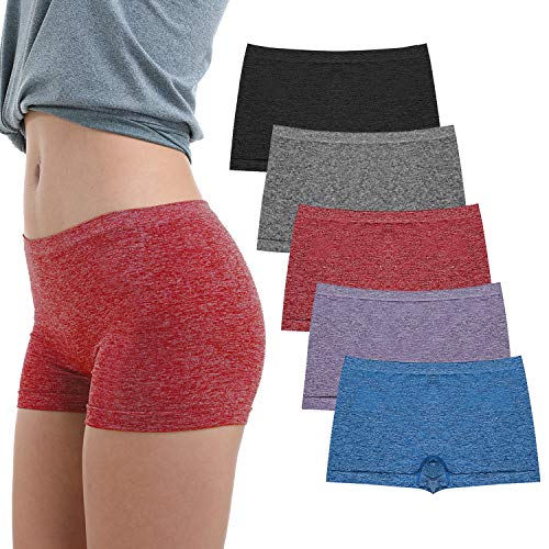 LALESTE Damen Boyshort Unterwäsche Full Coverage Seamless Panties Soft Stretch Boxer Briefs Unterhosen Schlüpfer 5 Packs - X-Large von LALESTE