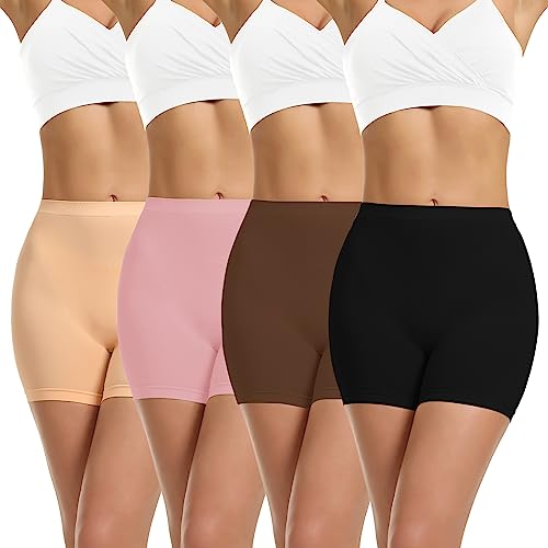 LALESTE Slip Shorts Damen Unterkleid Nahtlos Glatt Anti Scheuern Bike Shorts Jungen Shorts Unterwäsche Boxer Briefs, Mehrfarbig, 4 Stück, 3XL von LALESTE