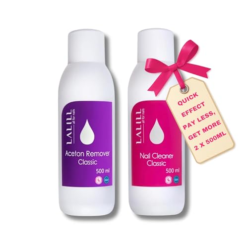 LALILL Set Nagel Cleaner 500 ml + Aceton Nagellackentferner 500 ml - Nagelentfetter - Entfetter Remover für Polish, Gele, Hybride - Nail Cleaner Gelnägel von LALILL