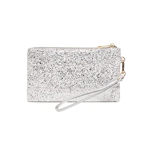 Lam Gallery Glänzende Clutch-börse für Damen, Glitzer, Abend-Clutch, (silber), Medium von LAM GALLERY