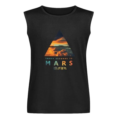 30 Seconds to Mars Men's Tank O-Neck Tops 100% Cotton Unisex Vests Sleeveless Black M von LAM PURE