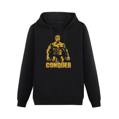 LAM PURE Conquer Arnold st Schwarzenegger Workout Muscle Hoody Unisex Ptinted Hoodies Long Sleeve Men's Hooded with Pocket Black S von LAM PURE