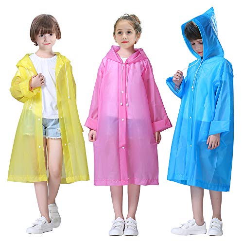 LAMA 3 Stück Kinder Regenponcho Wiederverwendbar Regenmantel Regenbekleidung Regencape Regenjacke Raincoat für Fahrrad Wandern Camping Reisen Konzert Stadion Festival von LAMA