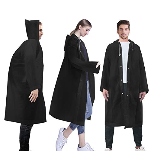 LAMA 3 Stück Regenponcho Wiederverwendbar Regenmantel Erwachsene Regenbekleidung Regencape Regenjacke Raincoat für Fahrrad Wandern Camping Reisen Angeln Konzert Stadion Festival Schwarz von LAMA