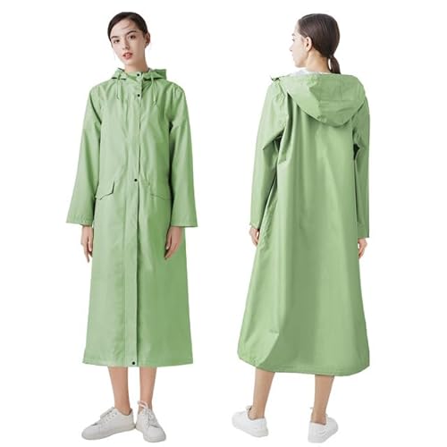 LAMA Langer Regenmantel Wasserdichte Regenjacke Unisex Regenponcho mit Pattentasche Kapuze Tunnelzug Erwachsene Stilvolle Regenbekleidung Leichte Regencape Raincoat Regenschutzbekleidung, Grün XL von LAMA