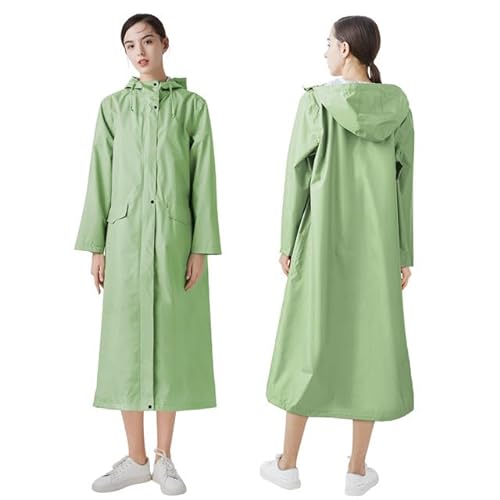 LAMA Langer Regenmantel Wasserdichte Regenjacke Unisex Regenponcho mit Pattentasche Kapuze Tunnelzug Erwachsene Stilvolle Regenbekleidung Leichte Regencape Raincoat Regenschutzbekleidung, Grün XXL von LAMA