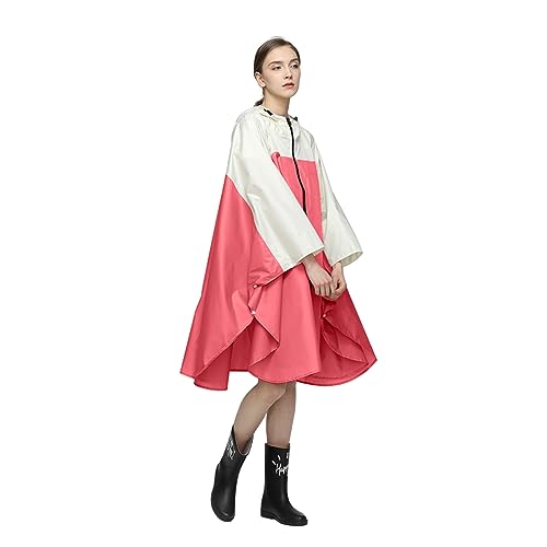 LAMA Mode Regenponcho Unisex Regenmantel Atmungsaktiv Regencape Leicht Regenjacke Regenschutzbekleidung Raincoat als Picknickdecke Sonnensegel für Herren Damen Wandern Camping Reisen, Weiß Rot von LAMA