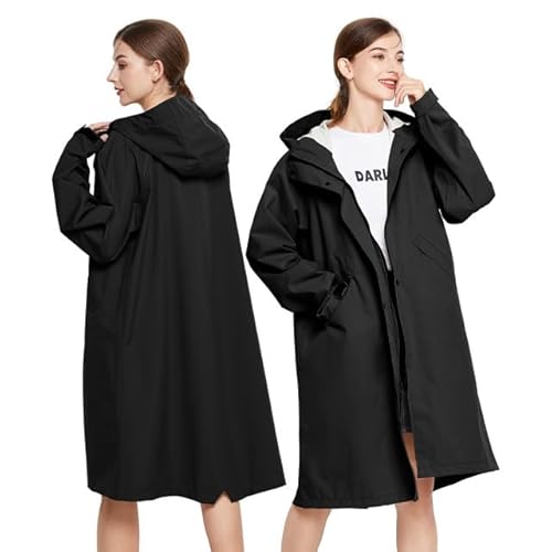 LAMA Regenmantel Wasserdicht Regenponcho Unisex Regenjacke Atmungsaktiv Regencape Regenschutzbekleidung Raincoat für Herren Damen Fahrrad Wandern Camping Reisen, Schwarz, L von LAMA