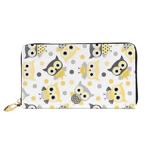 LAMAME 3 Chocolate Chip Cookies with Different Expressions Printed Large Travel Wallet Men Women Zip Clutch Card Holder, Niedliches Eulen-Design, Einheitsgröße von LAMAME