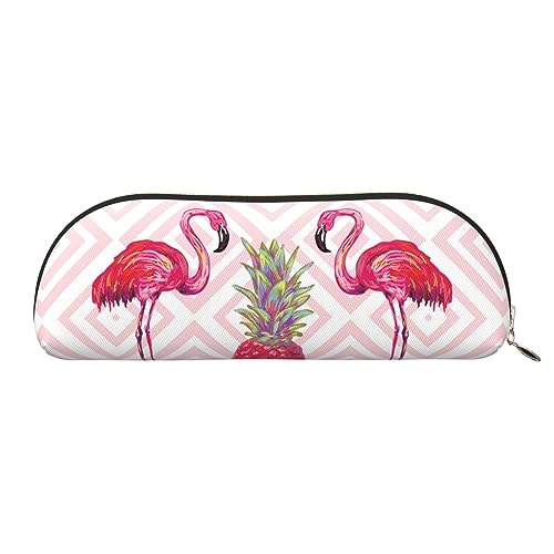 LAMAME Basketball Court Backboard Gedruckt Halbrund Reißverschluss Stift Tasche Tragbare Schreibwaren Beutel Leder Tasche Fall, Pink Flamingo Ananas, Einheitsgröße, Münzbeutel von LAMAME