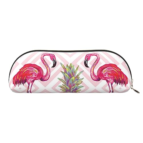 LAMAME Basketball Court Backboard Gedruckt Halbrund Reißverschluss Stift Tasche Tragbare Schreibwaren Beutel Leder Tasche Fall, Pink Flamingo Ananas, Einheitsgröße, Münzbeutel von LAMAME