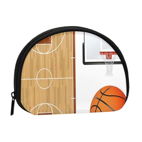 LAMAME Basketball Court Backboard Printed Coin Purse Mini Coin Organizer Portable Multifunctional Storage Bag, Basketballplatz-Rückwand, Einheitsgröße von LAMAME