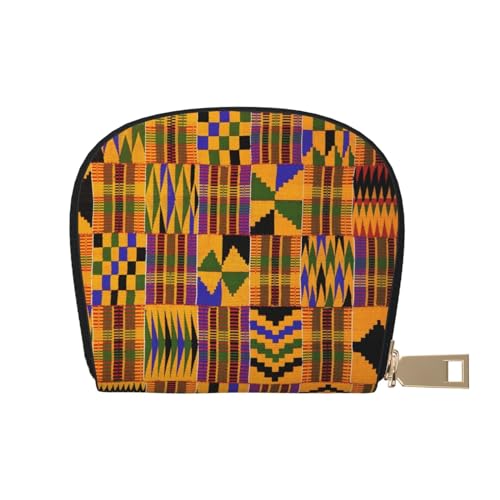 LAMAME Basketball Court Backboard Printed Leather Shell Card Bag Credit Card Holder Zip Card Holder Wallet, Afrikanisches Ethno-Muster, Einheitsgröße von LAMAME