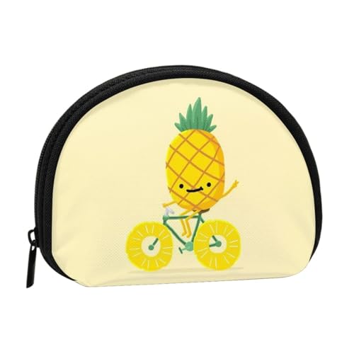 LAMAME Bunte Blume Schmetterling gedruckt Münze Geldbörse Mini Münze Organizer Tragbare Multifunktionale Aufbewahrungstasche, Ananas-Fahrrad, Einheitsgröße von LAMAME