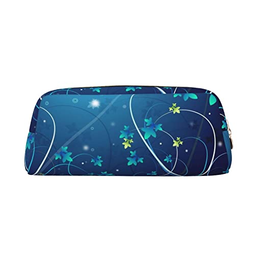 LAMAME Bunte Blume Schmetterling gedruckt Reißverschluss Stift Fall Tragbare Schreibwaren Beutel Ledertasche Tasche, Blue Swirl, Einheitsgröße, Münzbeutel von LAMAME