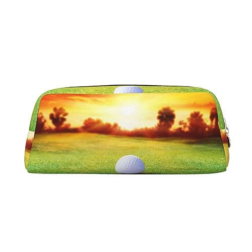 LAMAME Dackel Blumen Gedruckt Reißverschluss Stift Fall Tragbare Schreibwaren Beutel Ledertasche Tasche, Sport Golfball Sonnenuntergang Baum, Einheitsgröße, Münzbeutel von LAMAME