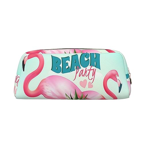 LAMAME Dackel Blumen Gedruckt Reißverschluss Stift Fall Tragbare Schreibwaren Beutel Ledertasche Tasche, Tropischer Flamingo, Einheitsgröße, Münzbeutel von LAMAME