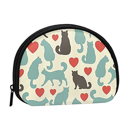 LAMAME Deer Printed Coin Purse Mini Coin Organizer Portable Multifunctional Storage Bag, Happy Walking Kitty, Einheitsgröße von LAMAME