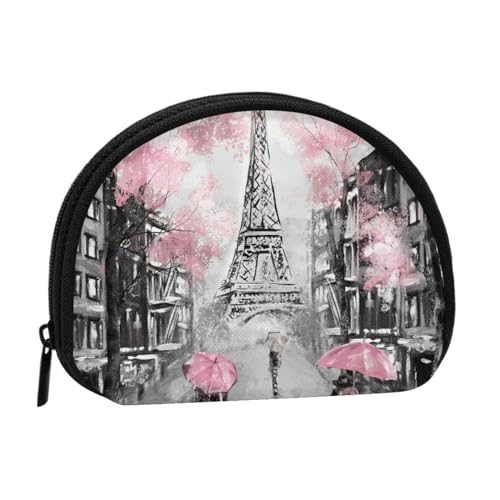 LAMAME Deer Printed Coin Purse Mini Coin Organizer Portable Multifunctional Storage Bag, Paris Street Eiffelturm Pink Floral, Einheitsgröße von LAMAME