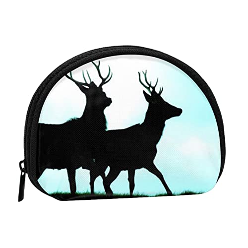 LAMAME Deer Printed Coin Purse Mini Coin Organizer Portable Multifunctional Storage Bag, reh / hirsch, Einheitsgröße von LAMAME