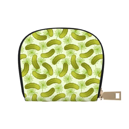 LAMAME Floral Ivy Blossoms Tree Printed Leather Shell Card Bag Credit Card Holder Zip Card Holder Wallet, Sushi Dill Pickles, Einheitsgröße von LAMAME