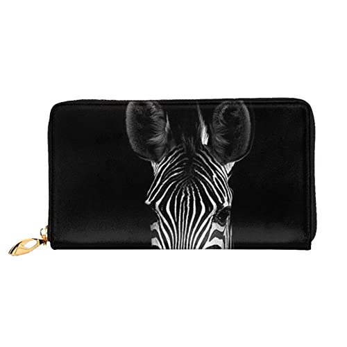 LAMAME Frohe Weihnachten bedruckte Ledergeldbörse mit Reißverschlusstasche lange Kupplung tragbare Reisebrieftasche, zebra, Einheitsgröße von LAMAME