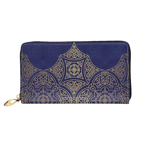 LAMAME Hirsch Gedruckt Große Reise Brieftasche Männer Frauen Reißverschluss Clutch Kartenhalter, Marineblau und Gelb, Einheitsgröße von LAMAME