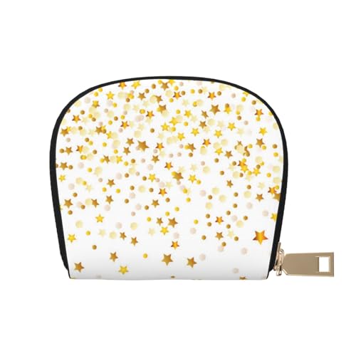 LAMAME Hirsch Gedruckt Leder Shell Karte Tasche Kreditkarte Halter Reißverschluss Kartenhalter Brieftasche, Sparsed Dreamy Stars and Spots, Einheitsgröße von LAMAME